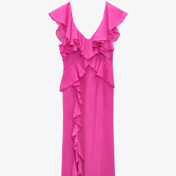 Zara magenta ruffled gown - Picture 1 of 5
